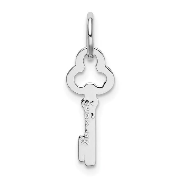 14k White Gold, Hannah Collection, Mini Initial I Shamrock Key Charm - Picture 3 of 6